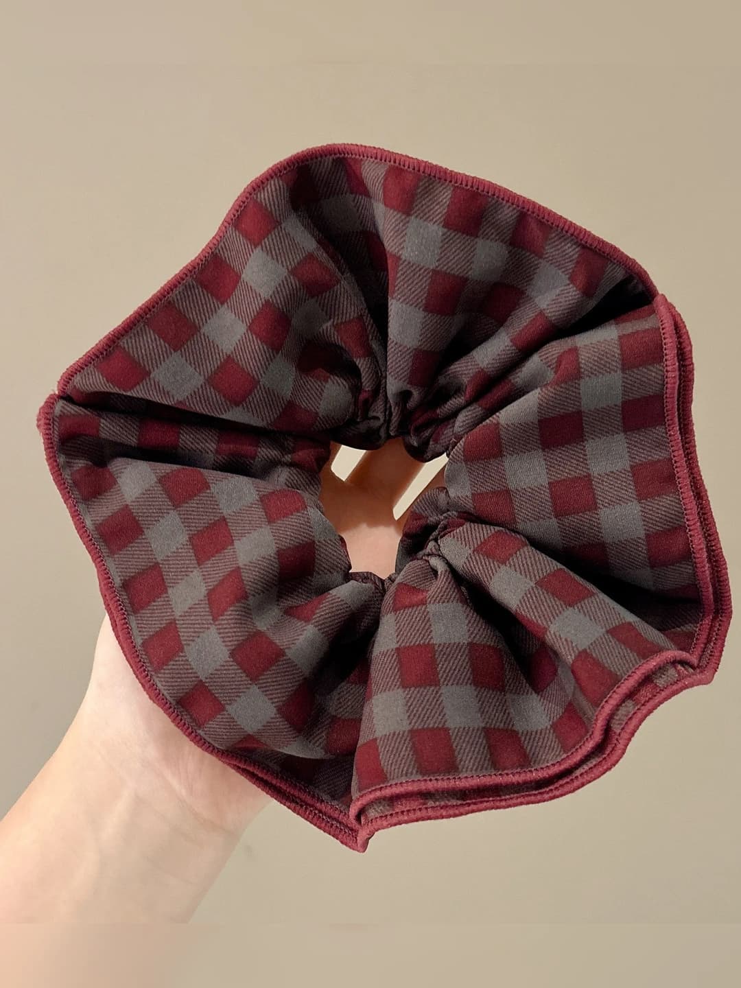 Purple double-layer plaid ~18 cm