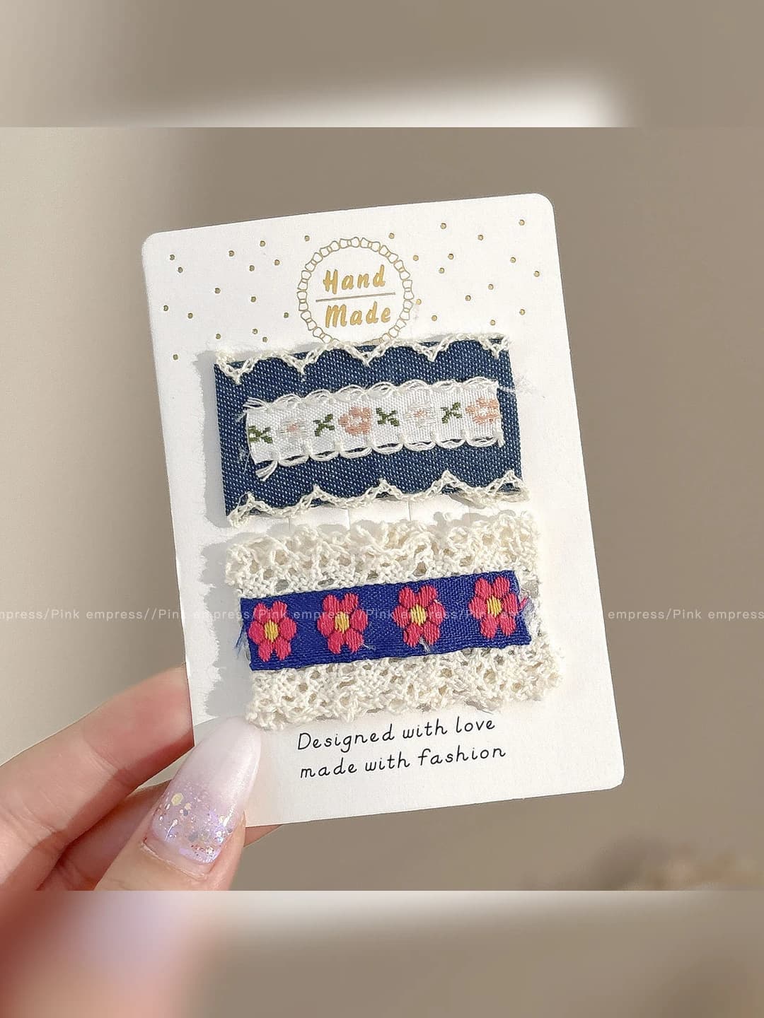 3# Rose red flower lace denim, 5 cm