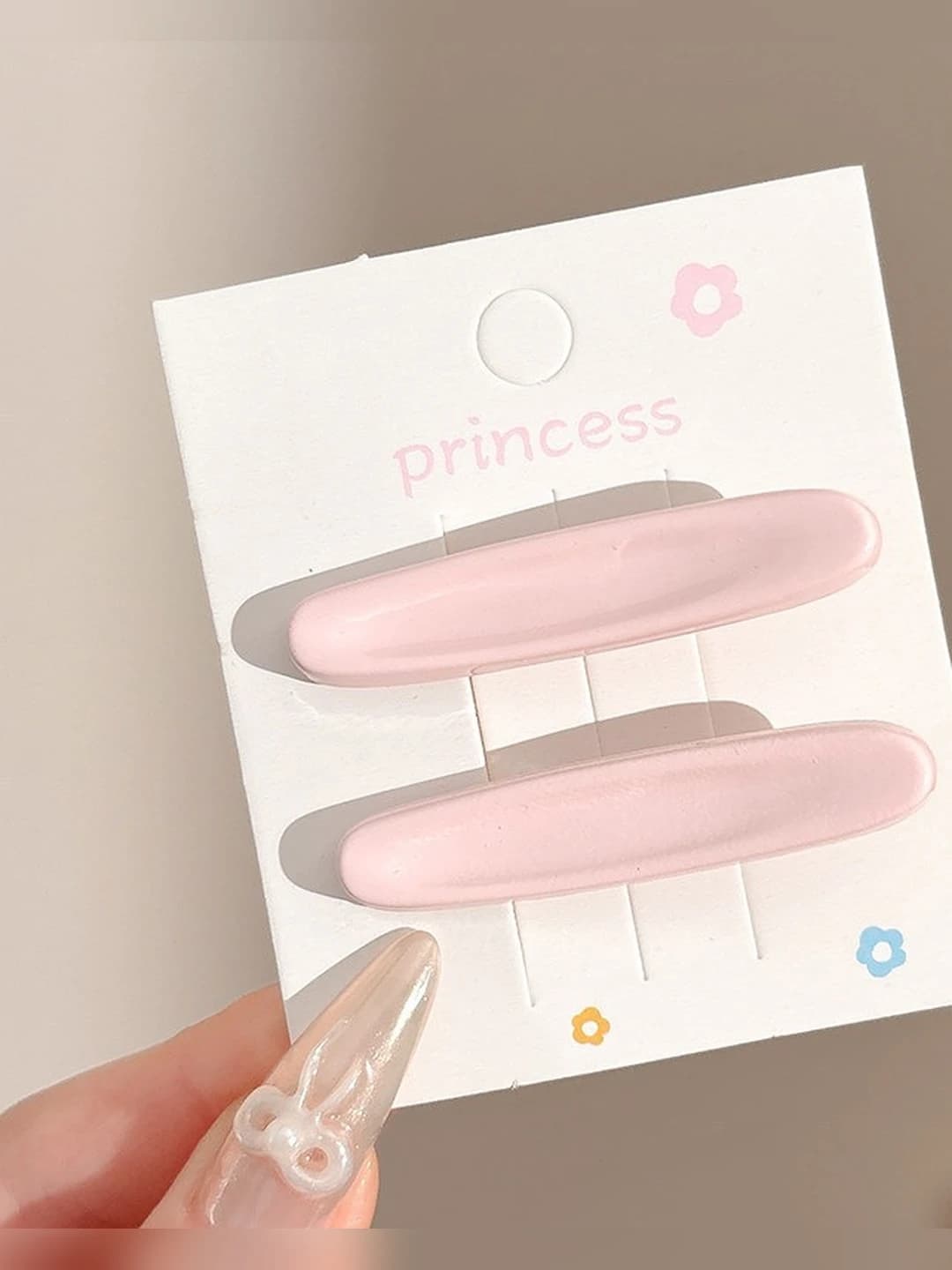 2# Rangli oval gulli soch to'g'asi Pushti rang Juft ~5.2cm