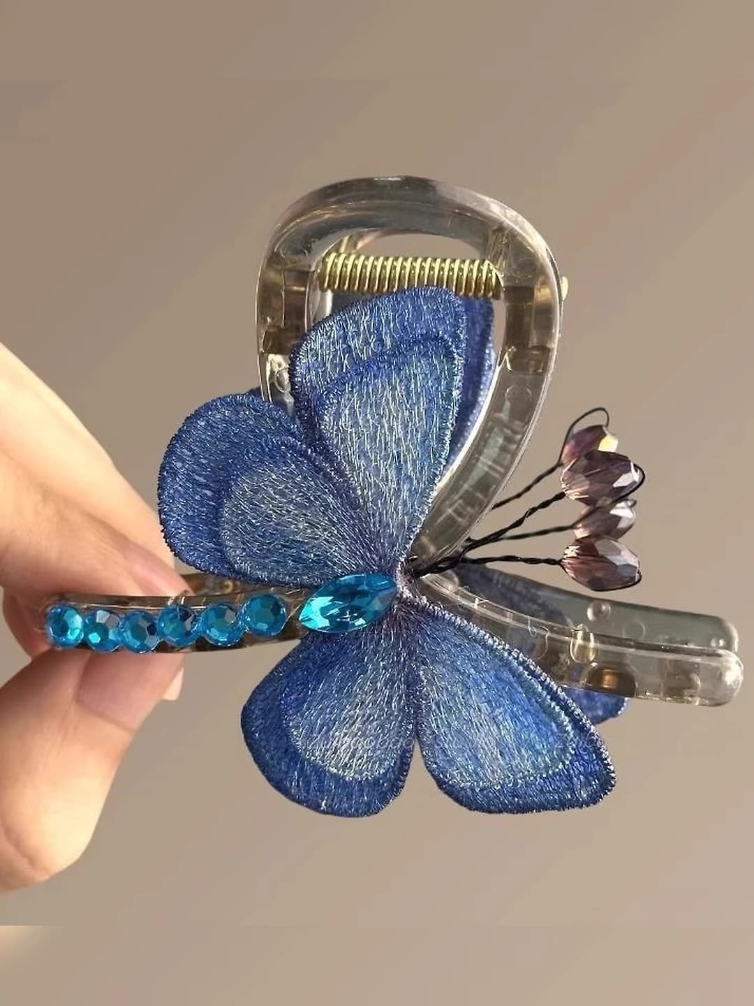 1# Broshka - o'yma kapalak ko'k ikki tomonli - 8cm