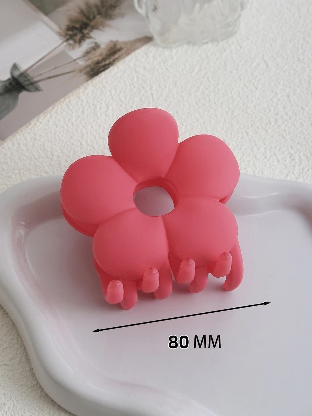 Rose red reverse floral clip [8 cm]