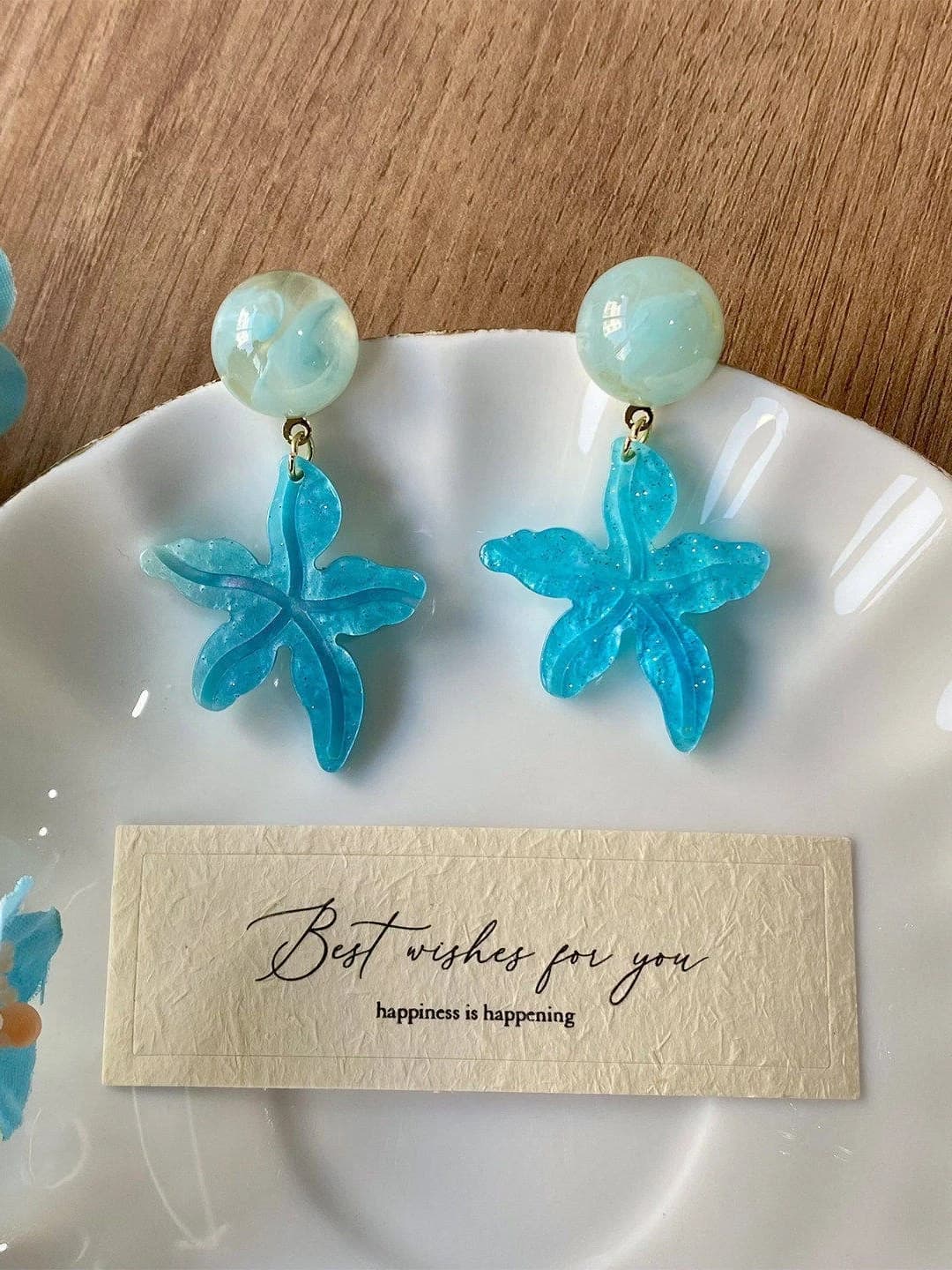 Blue ear studs (pair)