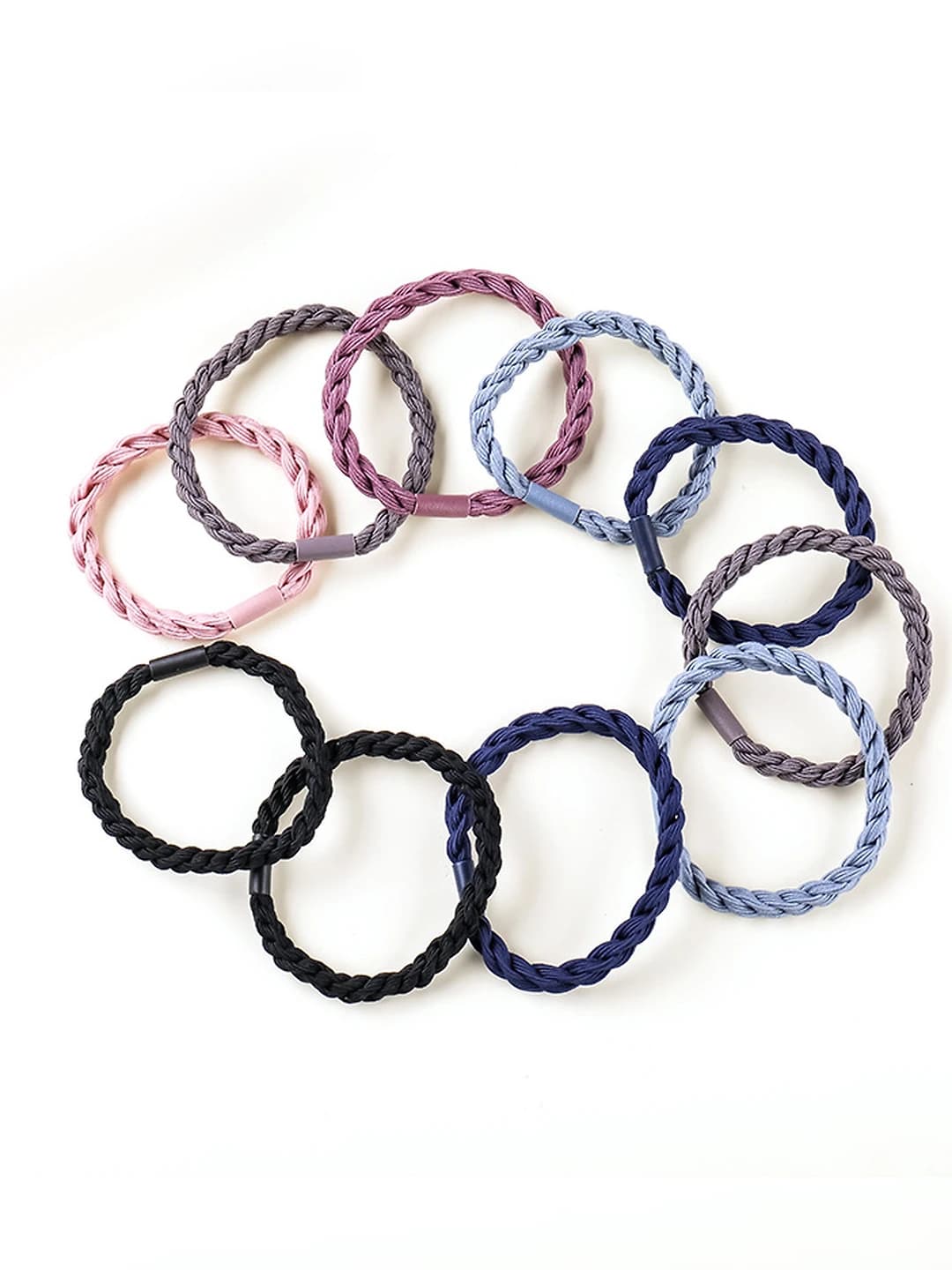 Women's braided elastic hair ties (10-piece set), cartoon style, bow design