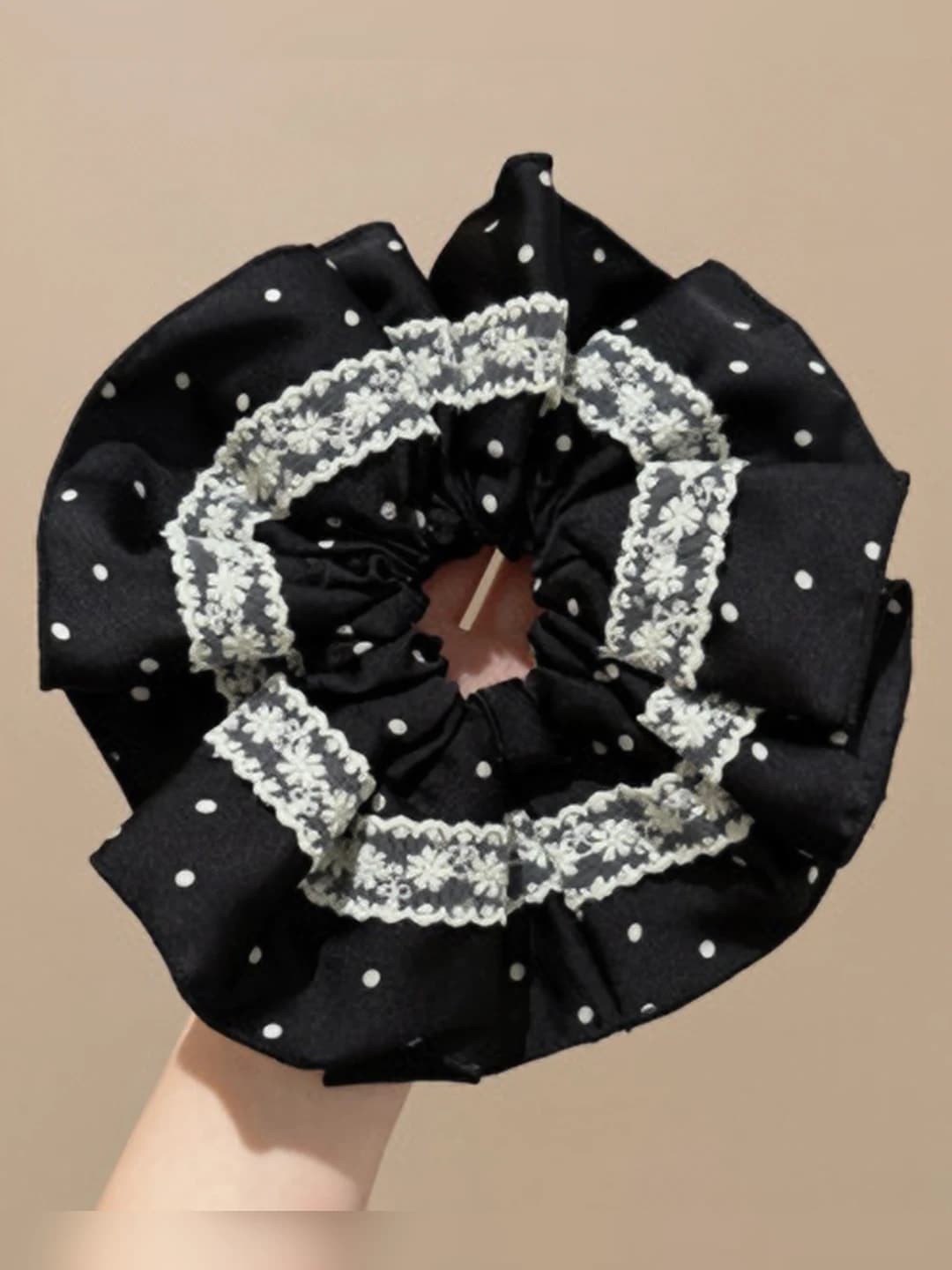 2# Black - lace large scrunchie ~20 cm
