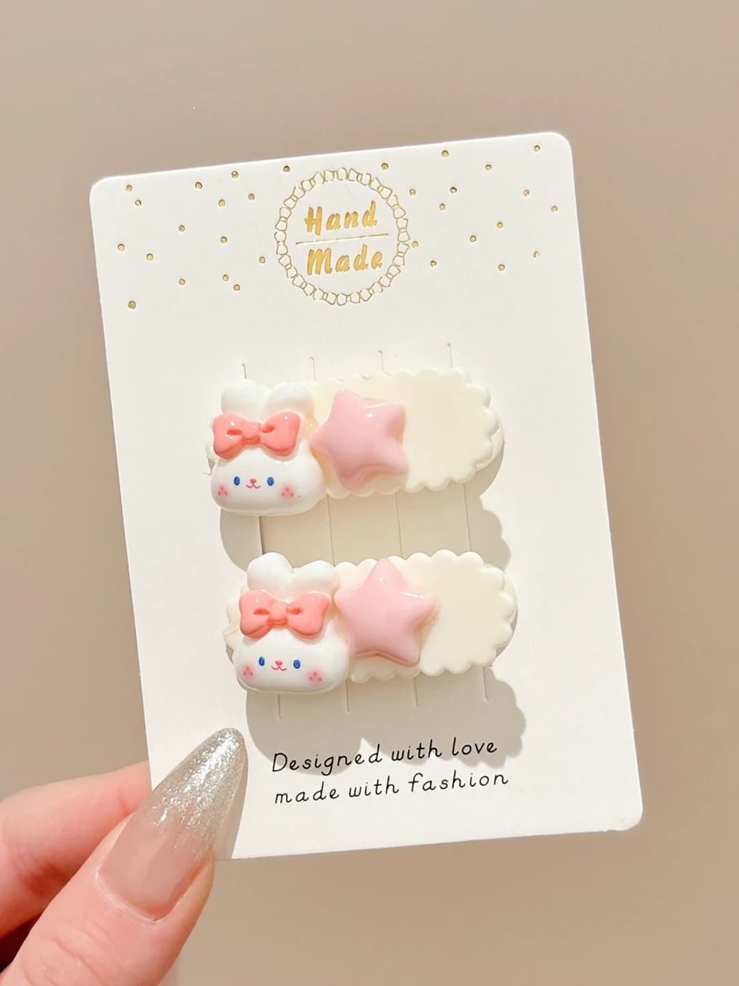 4# Rabbit star wavy clip pair - 4 cm