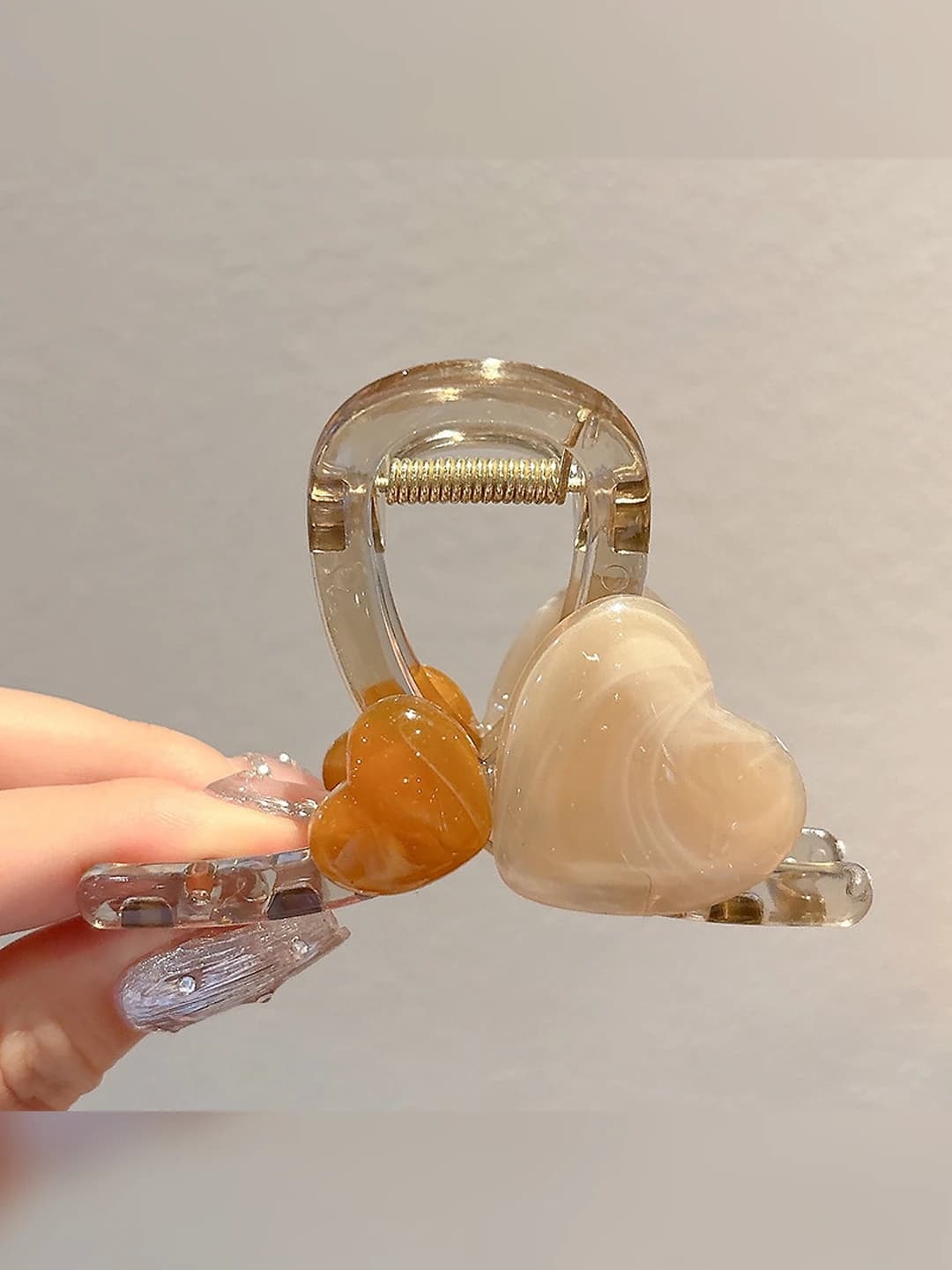 9# (Средний) Кофейный прозрачный сердечко зажим 8cm