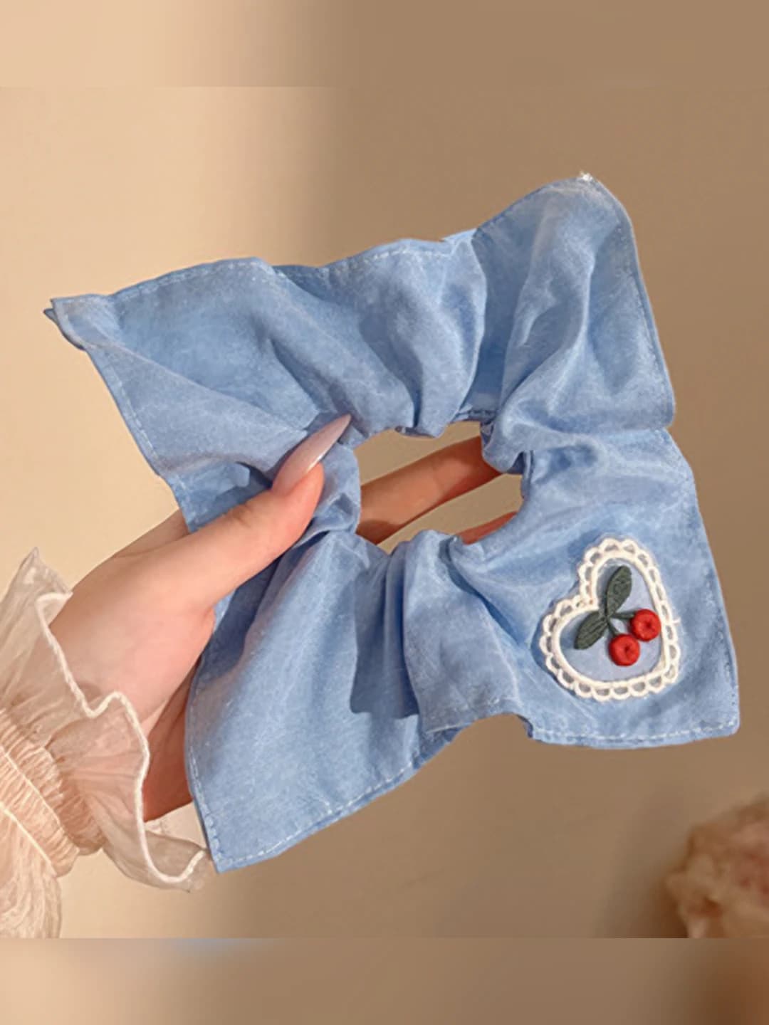 Blue cherry square scarf 19*21 cm