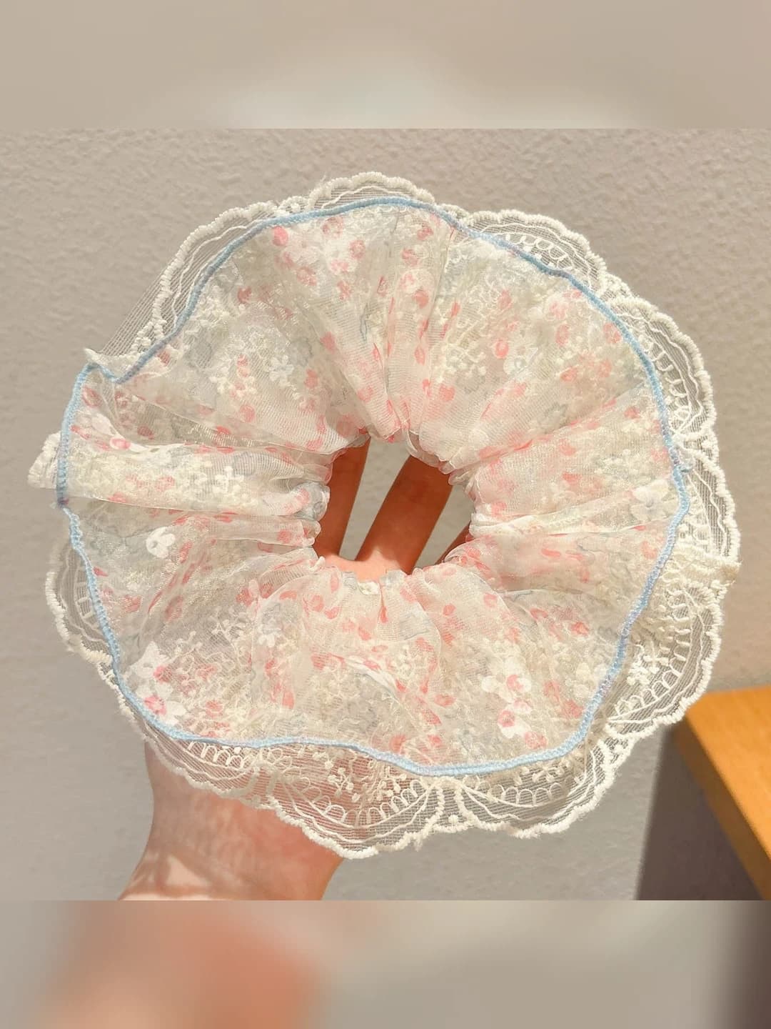 3# Pink-blue floral lace ~16 cm