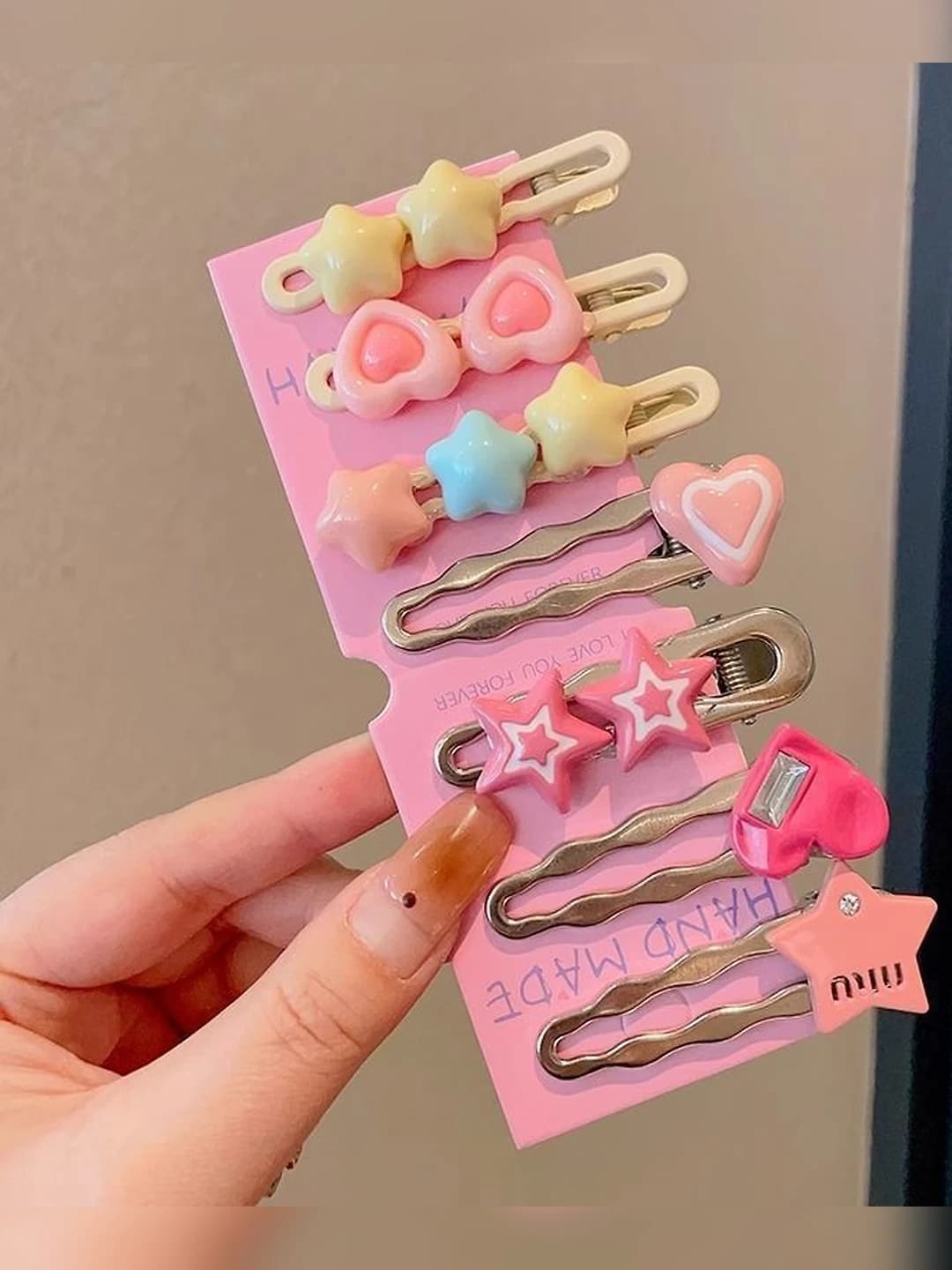 19 Pink hearts 7 pcs