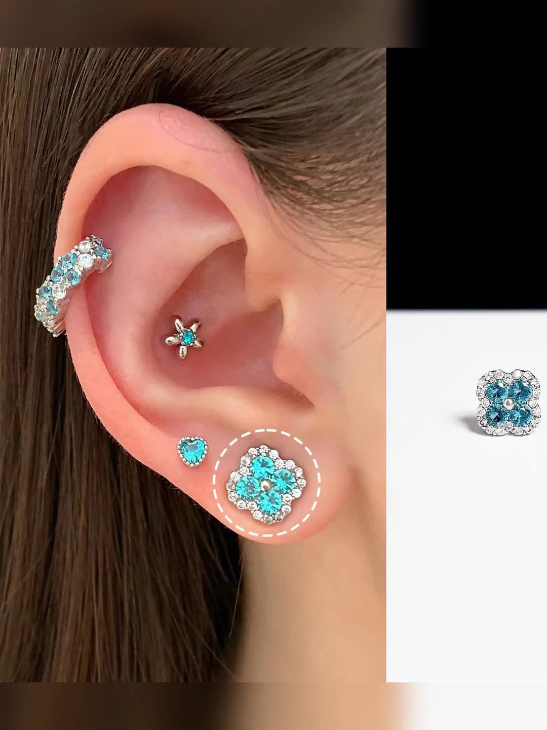 A5569 Peacock blue four-petal flower 1 pc