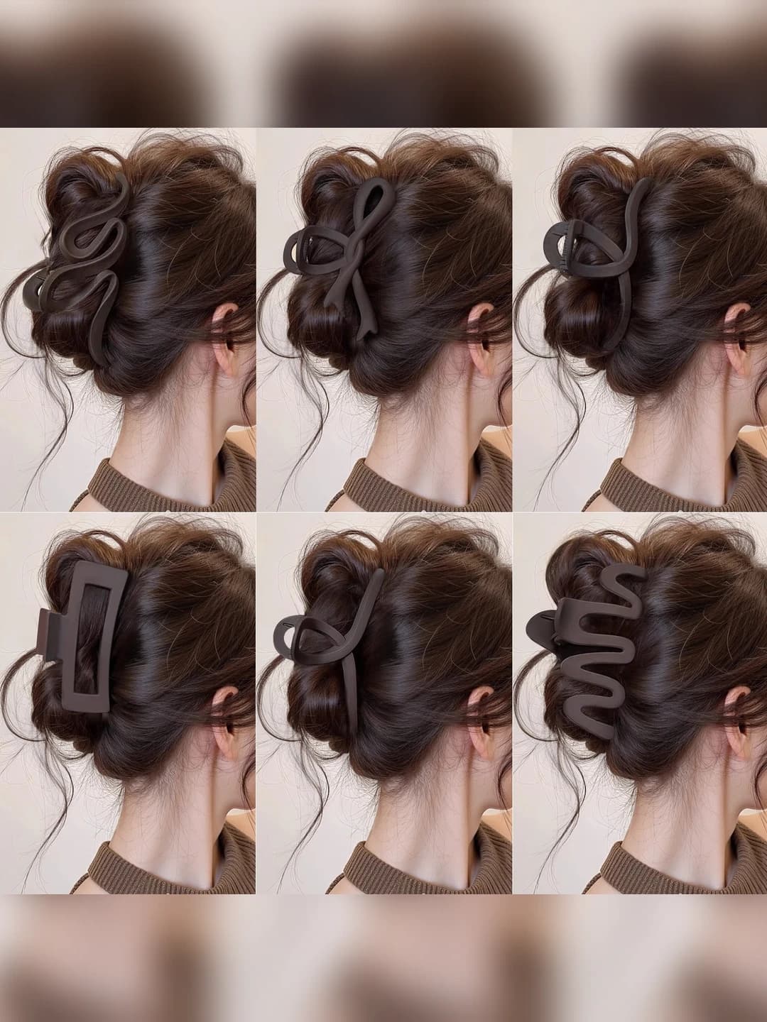 Women's coffee color large hair clip (shark/claw clip) 2026, for thick hair, back updo, retro style