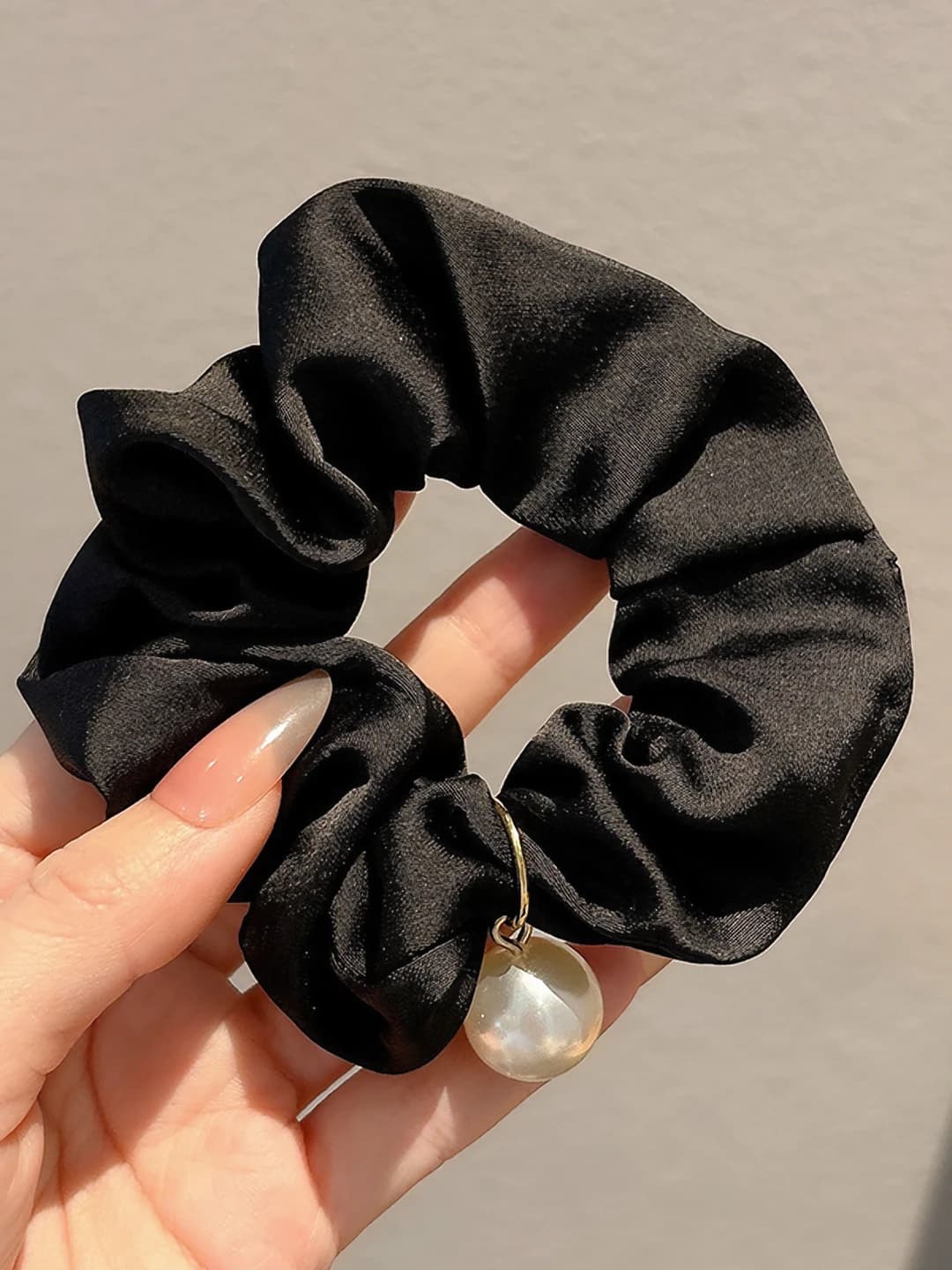 8# Black pearl hair tie - 9 cm