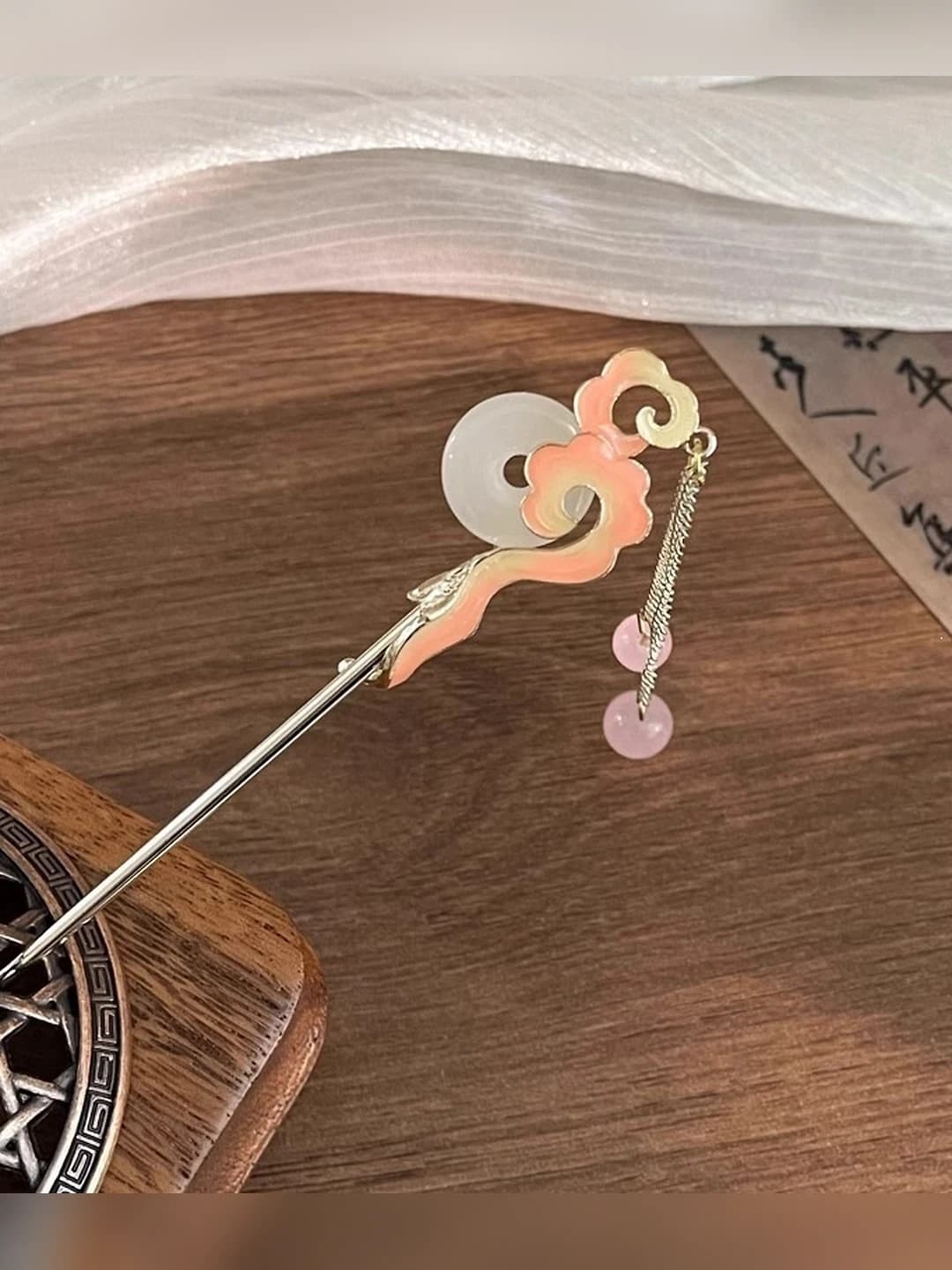 1# Peach blossom tassel hairpin