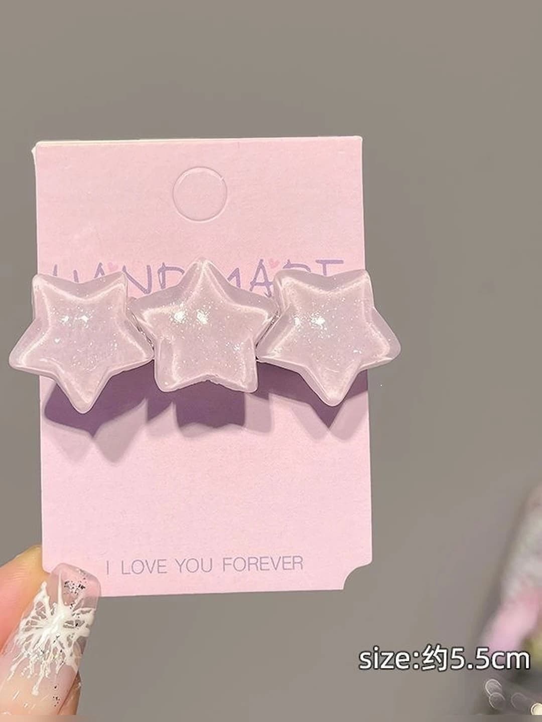 Pink 3 stars clip 5 cm
