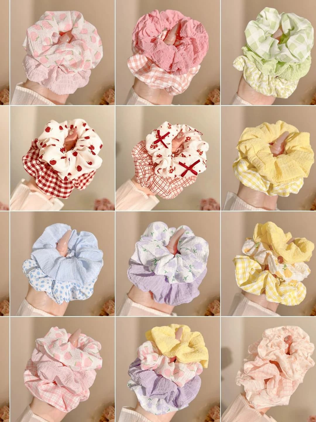 Women's fabric hair ties in Korean style: stretch, bow and heart design