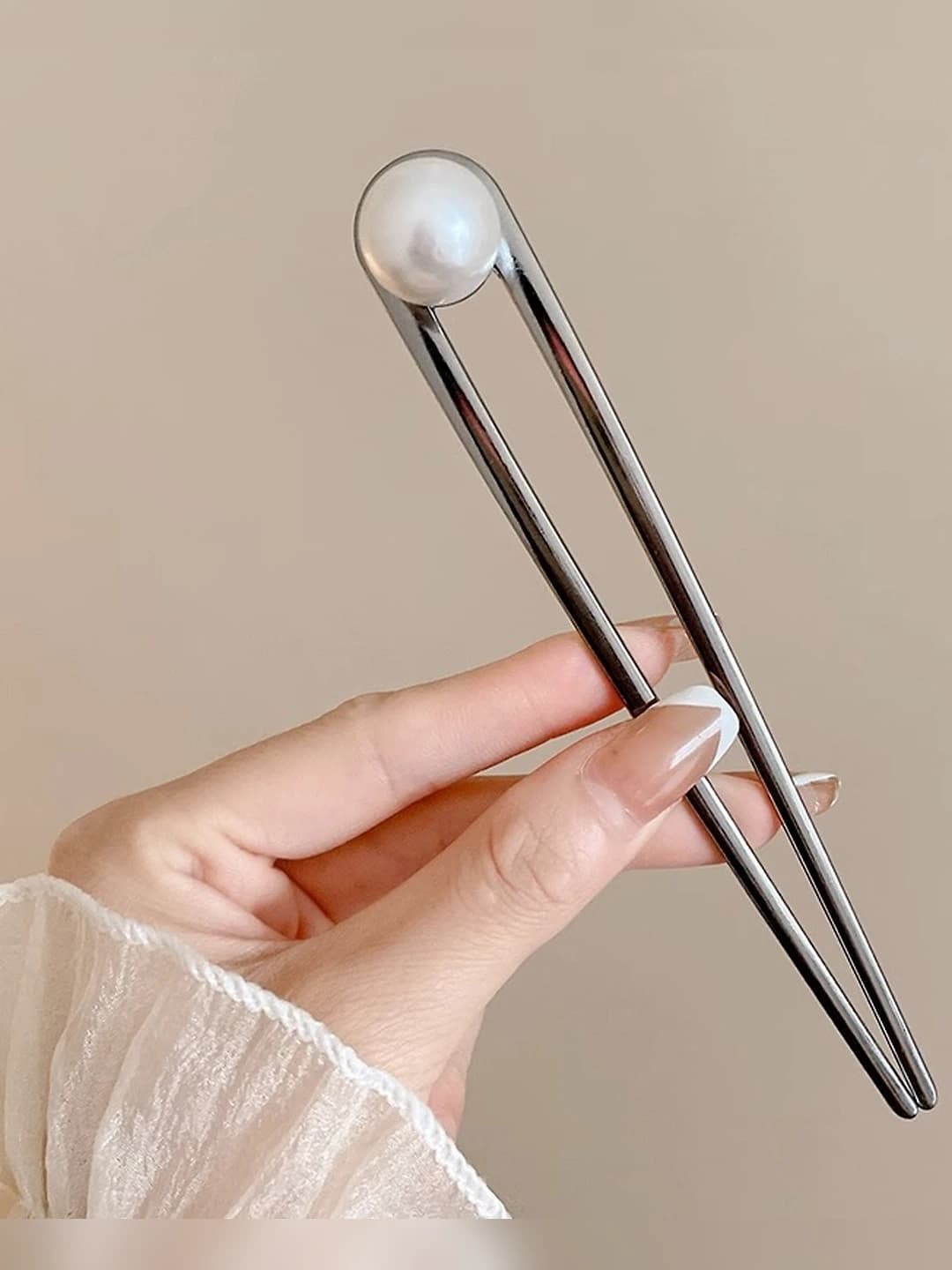 Black pearl hair pin - 14.8 cm
