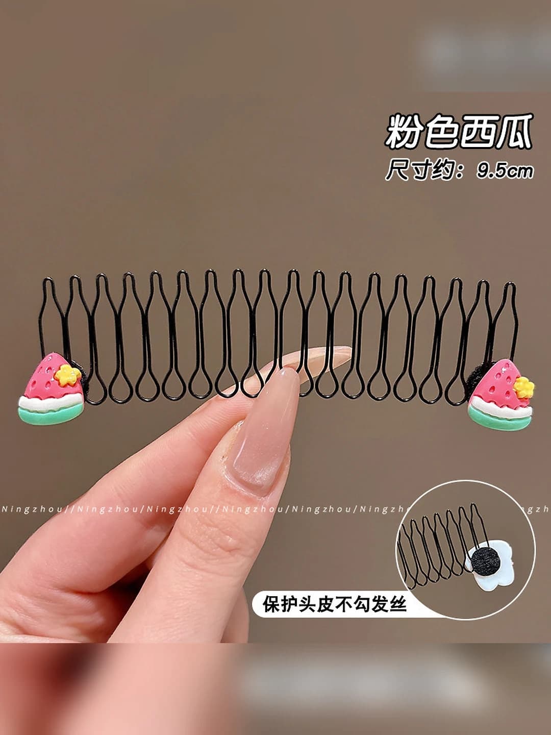 Watermelon pink hair clip, spring 9.5