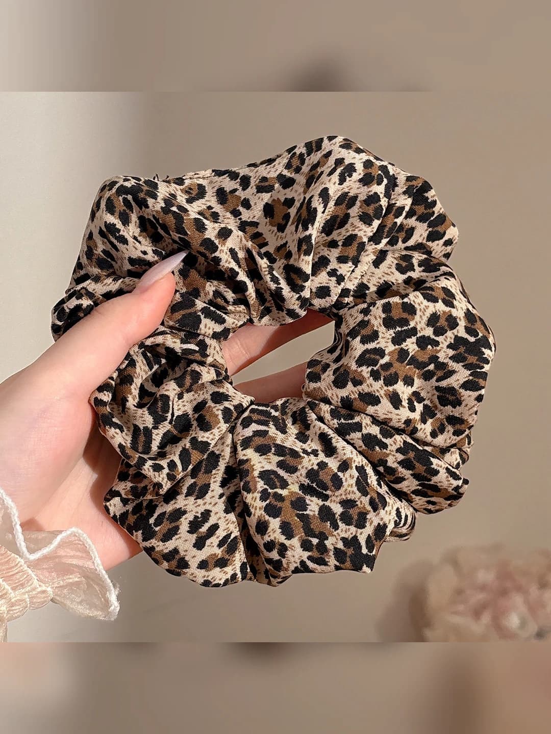 Small leopard hair tie approx 16 cm