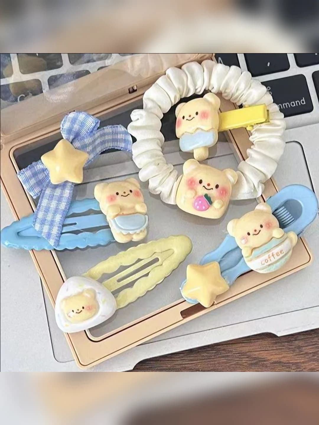 1-й милый медведь жёлтая резинка бабочка вариант (коробка)
