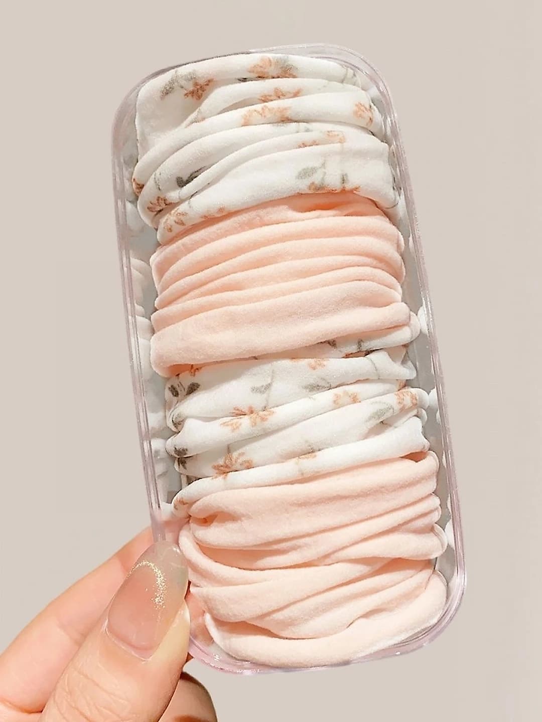 1# Pink-white floral (box) 8 pcs - outer diam. ~5cm