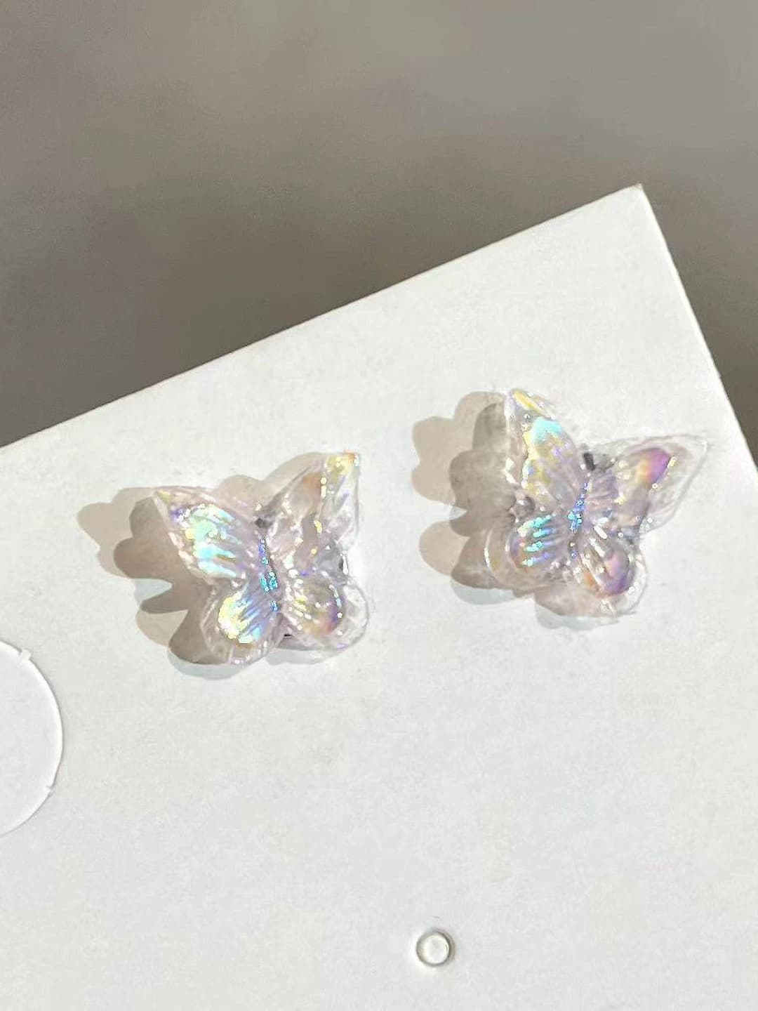 4# Purple butterfly magnetic earrings, pair