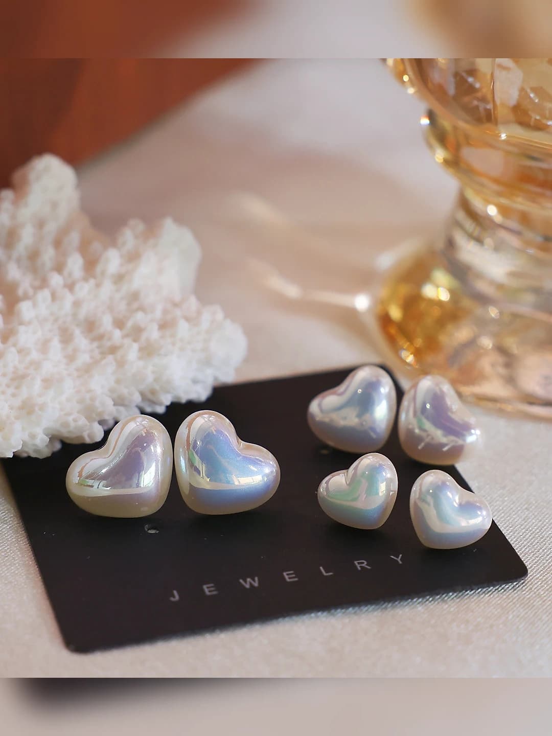 Women's heart-shaped pearl stud earrings, 2026, preppy style, 10-11mm