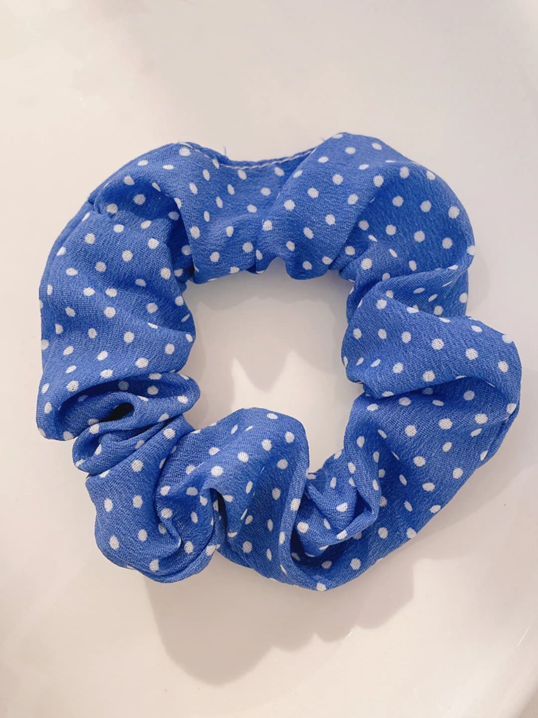2# Blue with white polka dots