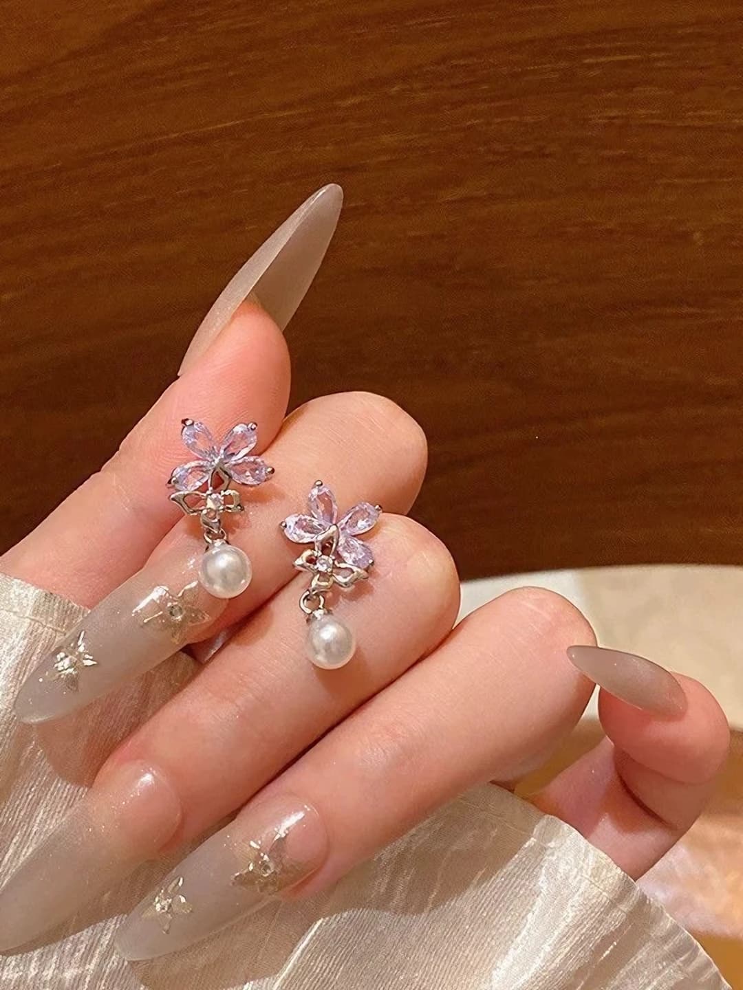E6356 Silver - small diamond flowers