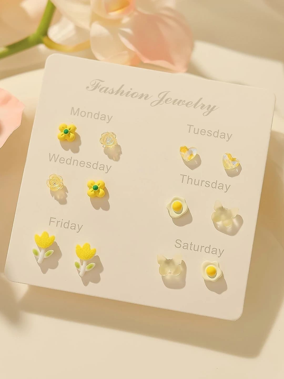 YE1424 yellow earring set