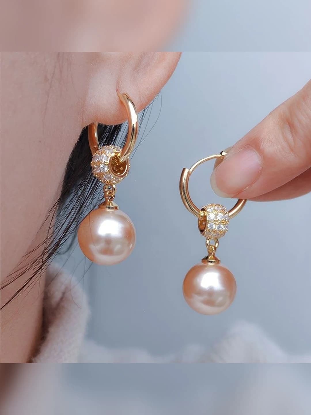 1# Champagne moonset earrings 1 pair - alloy