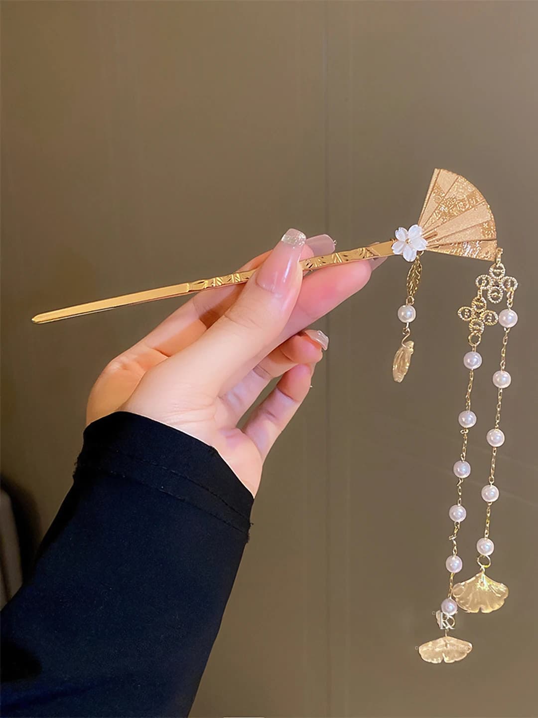Ginkgo leaf fan hairpin