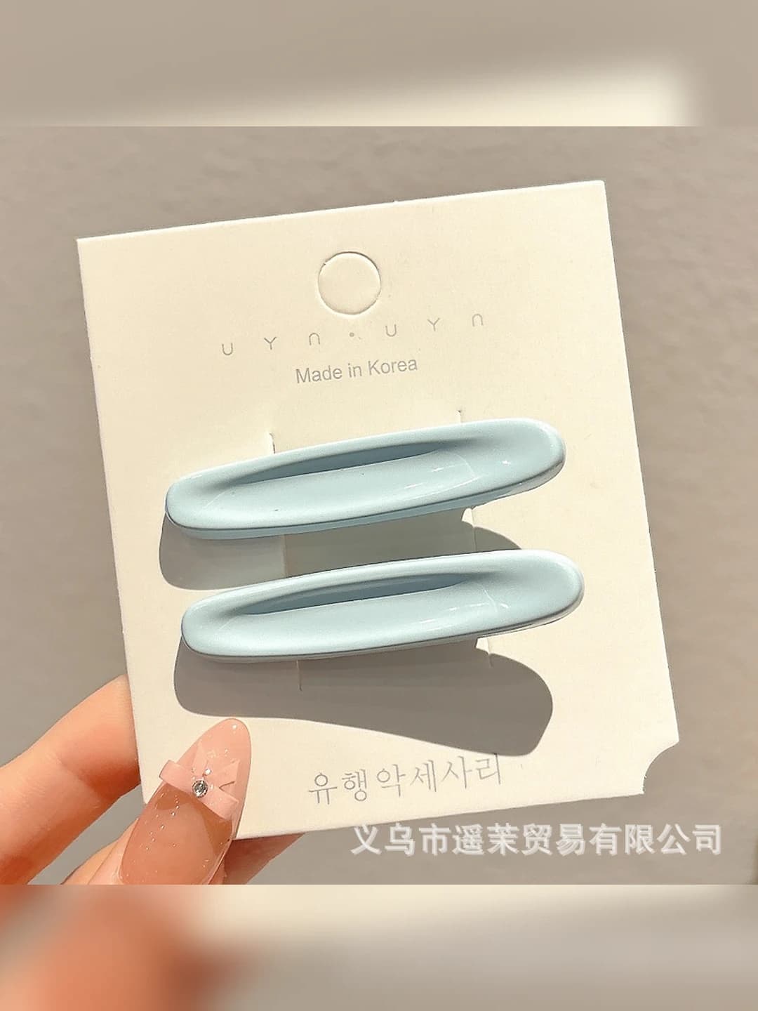 1# Color oval floral hair clip Blue Pair ~5.2cm