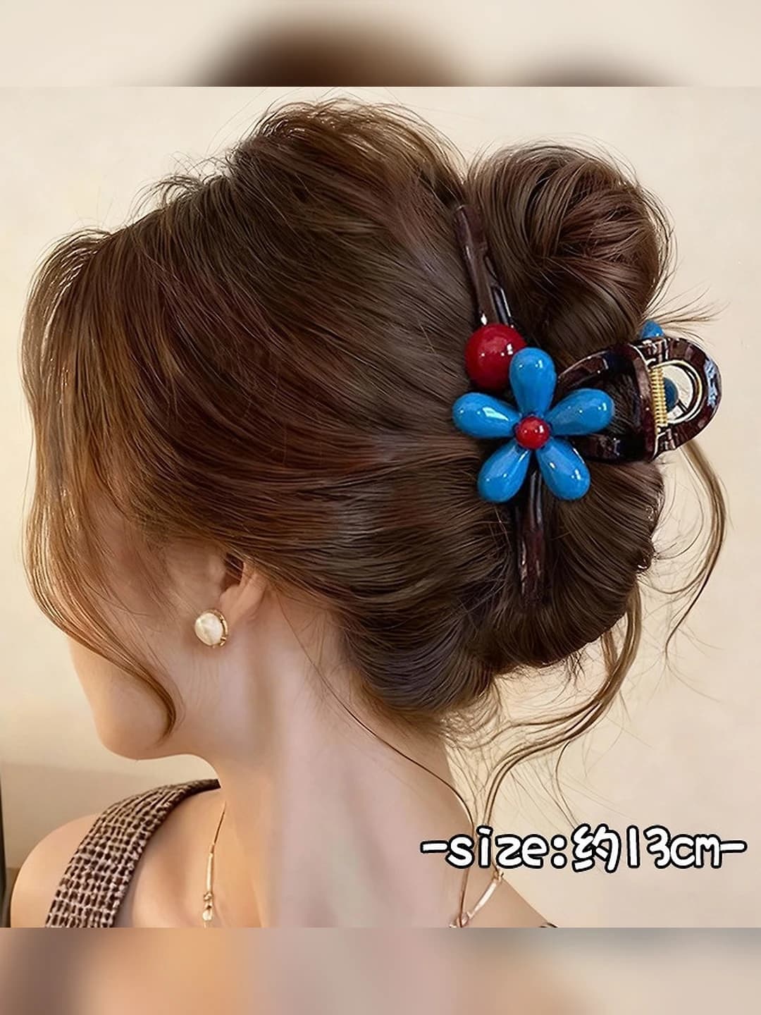 6# Синие мелкие цветы коричневый ~12.5 см