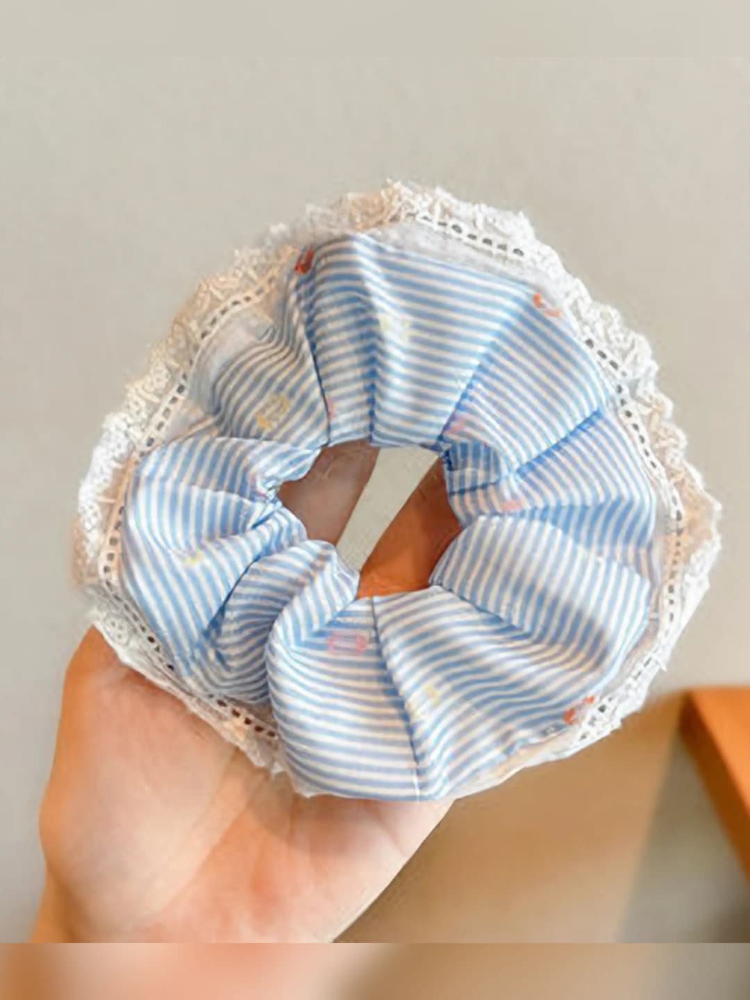 Polka stripe, blue 12.5 cm