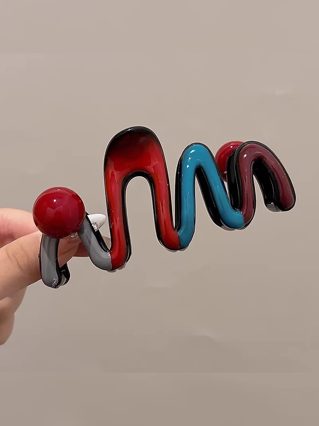 14# Red pearl colour-block clip 11cm