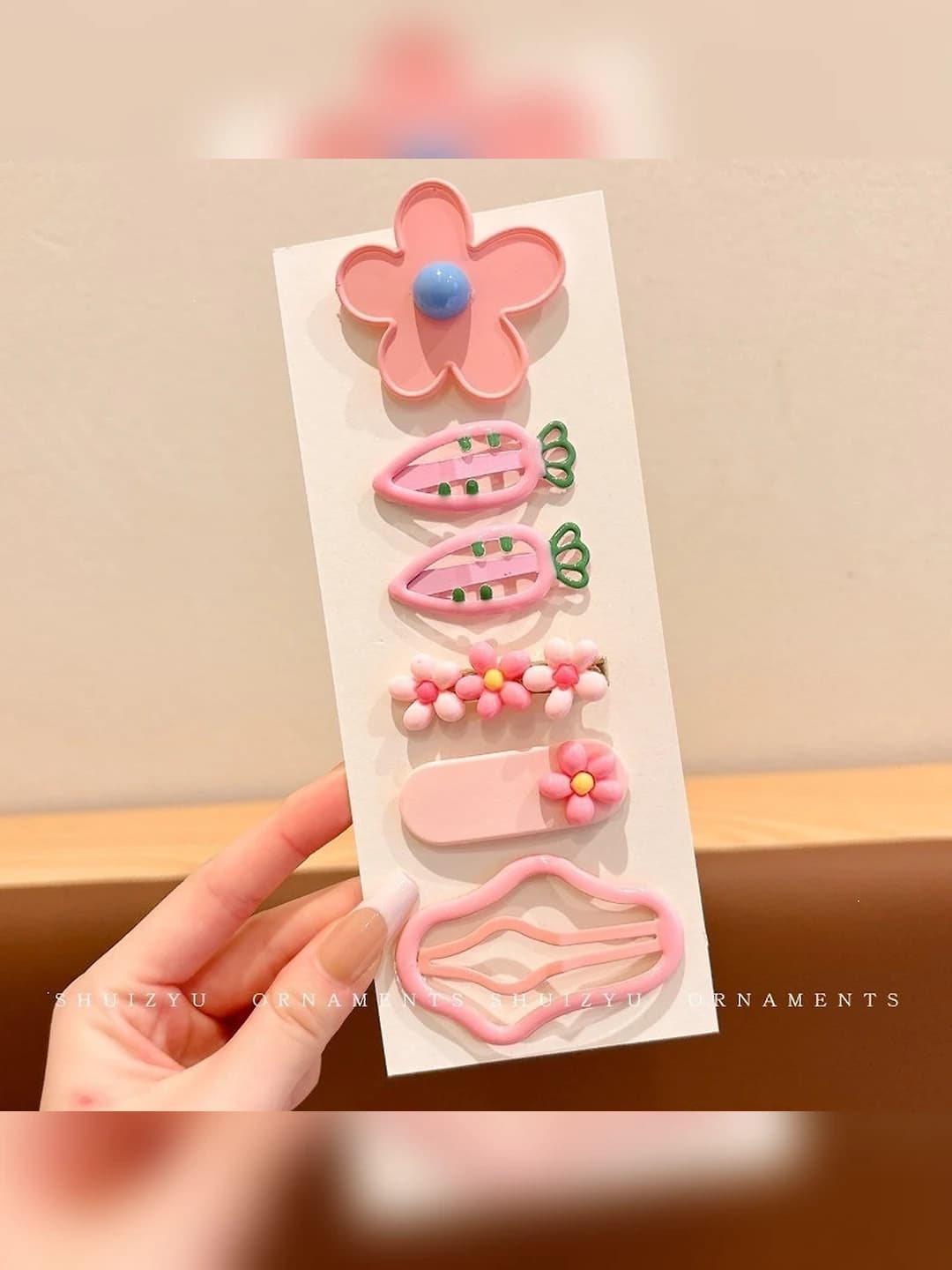 2# Pink flowers and clouds set, 6 pcs