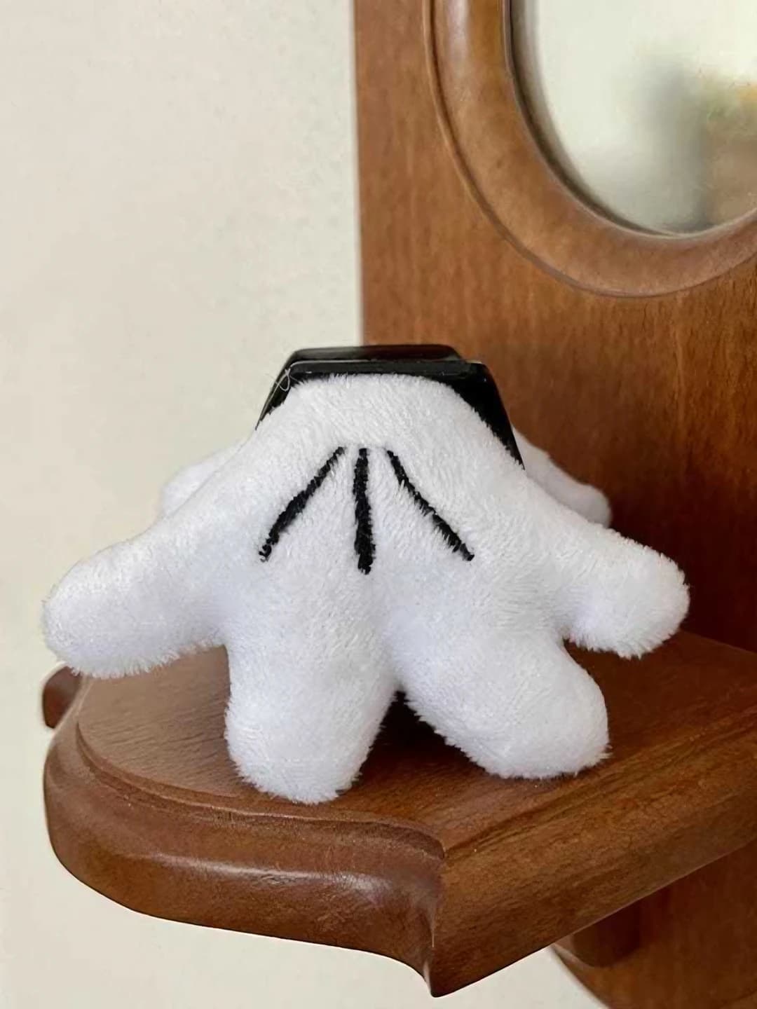 Women's Korean style handcrafted fabric Mickey hand plush hair clip