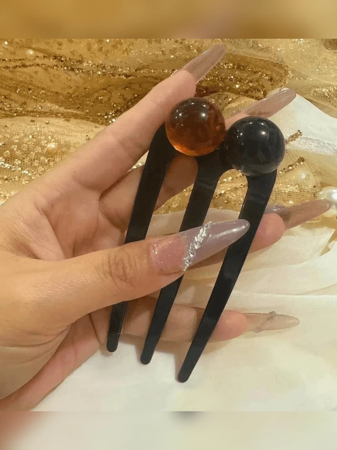 3# Qora-kofe, uzunligi 12 sm, yarim marvarid 2 sm