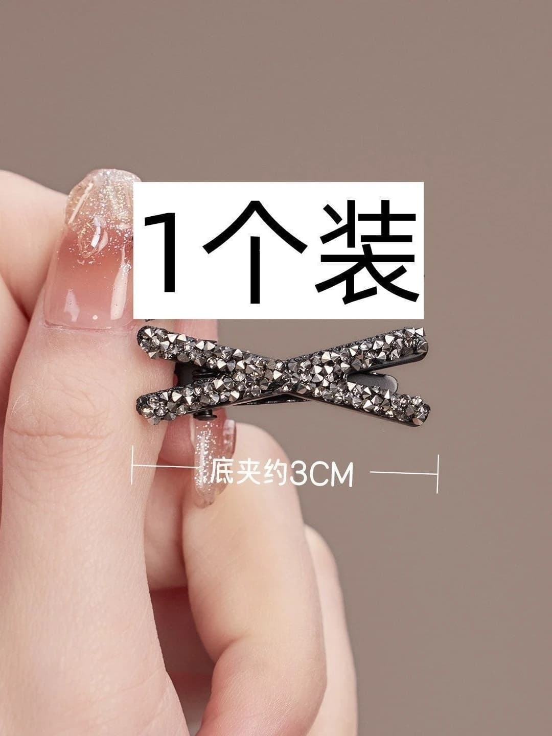 Silver hair clip - alloy + rhinestone