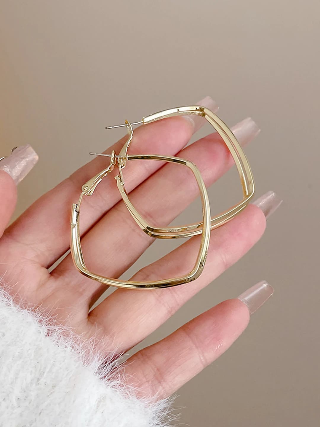 Plaid square earring