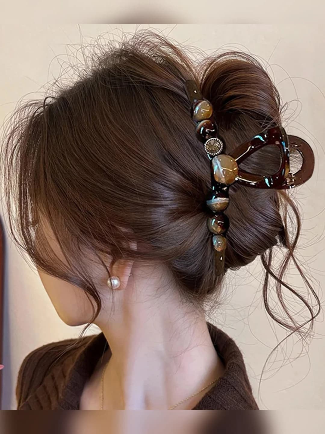 3# Round rhinestone beads combo hair clip [13cm]