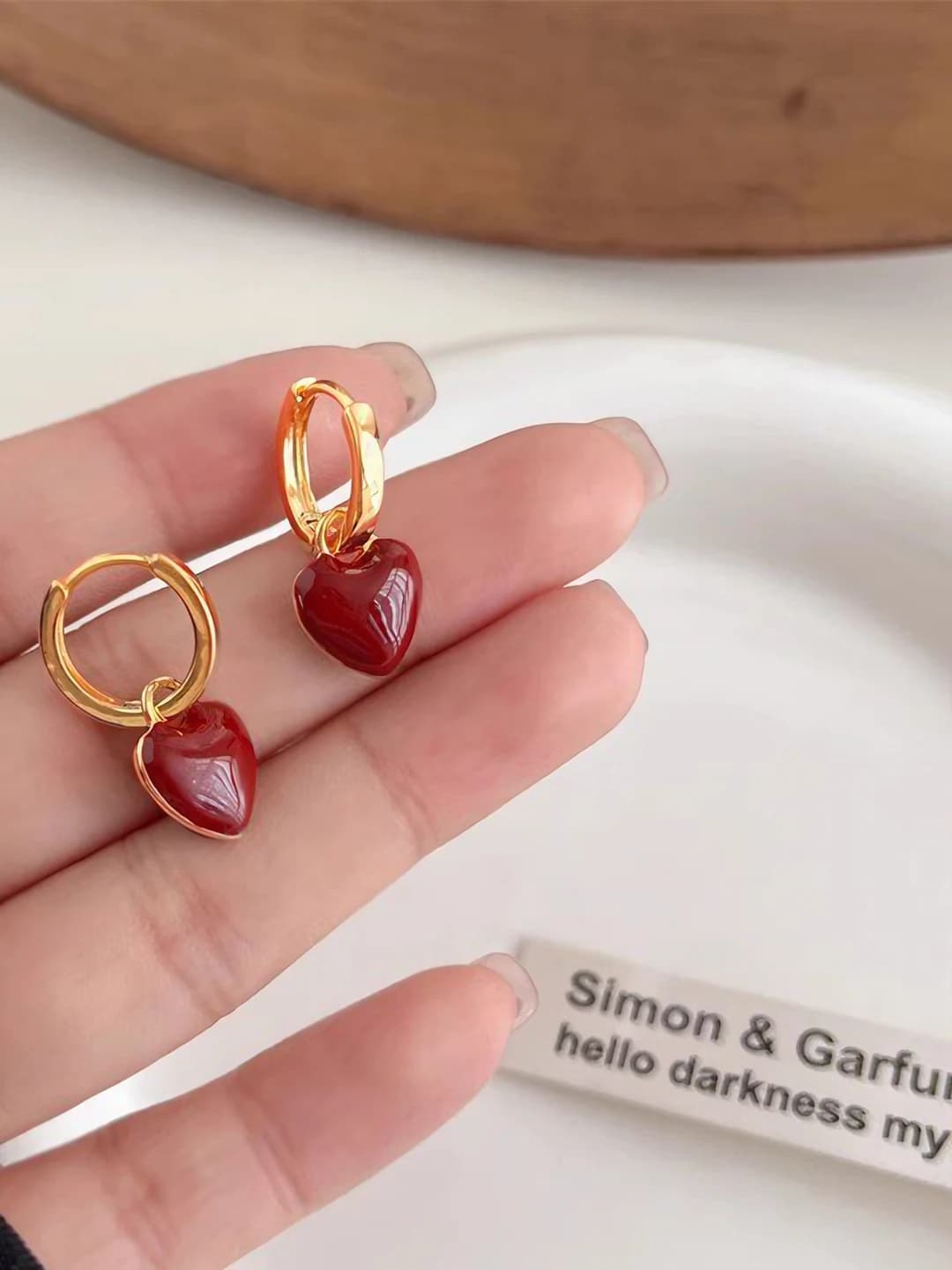 Red heart earring