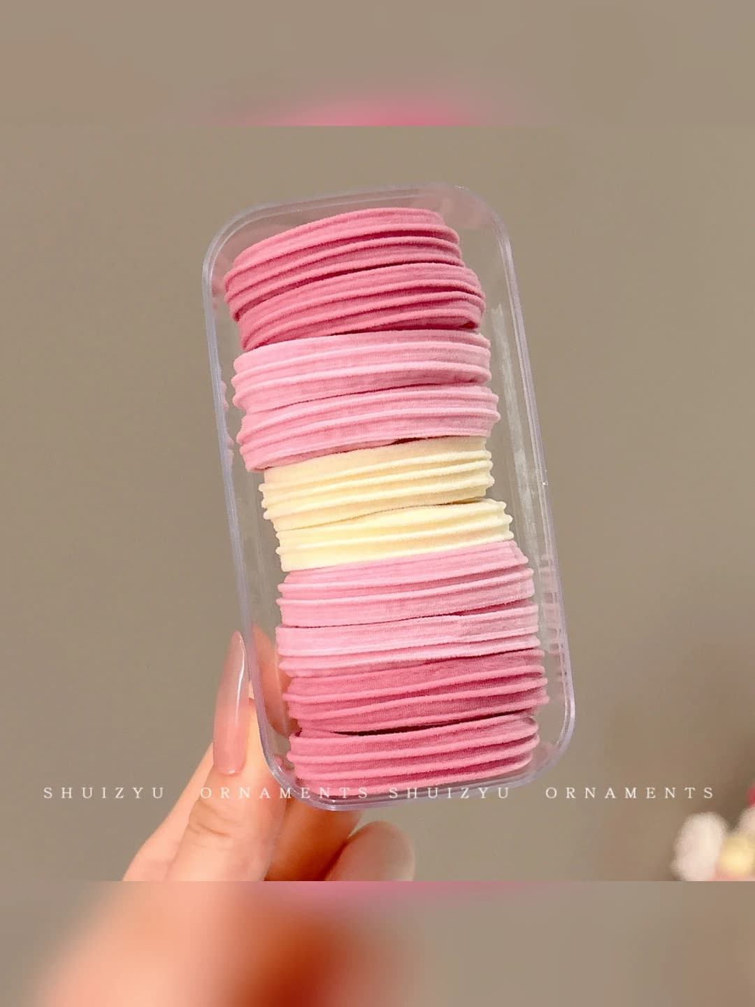 1# Розовый - Полосатые 10 шт [Эллипс. коробка] Кольцо 4.5cm