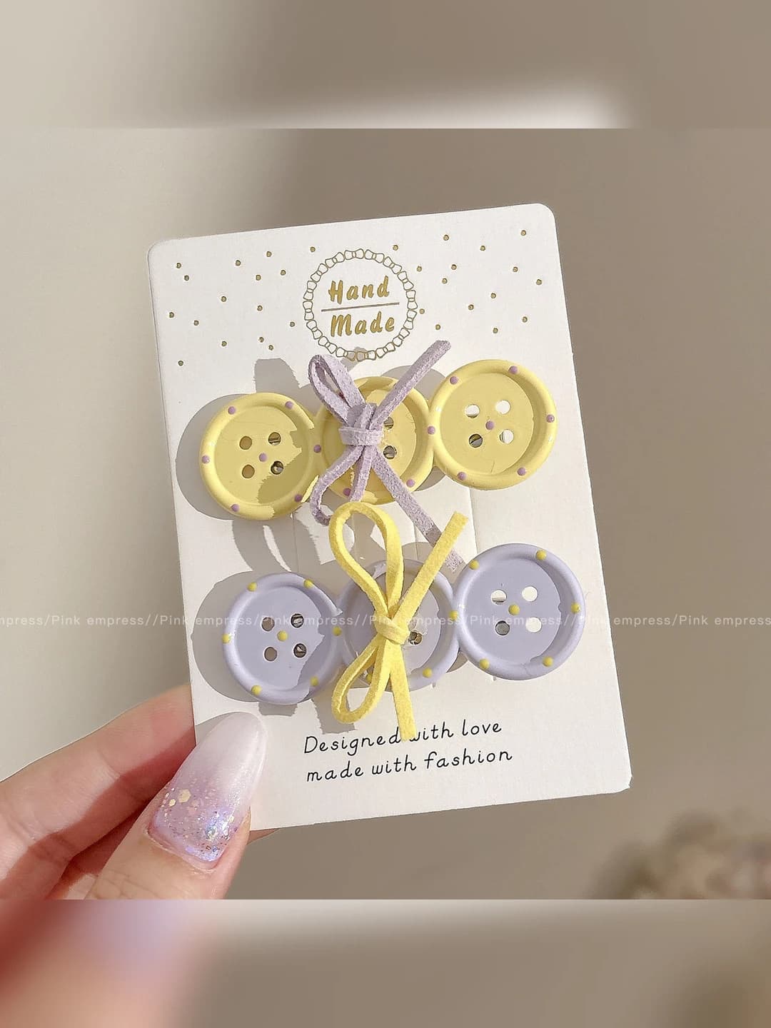 2# Button & bow yellow-purple
