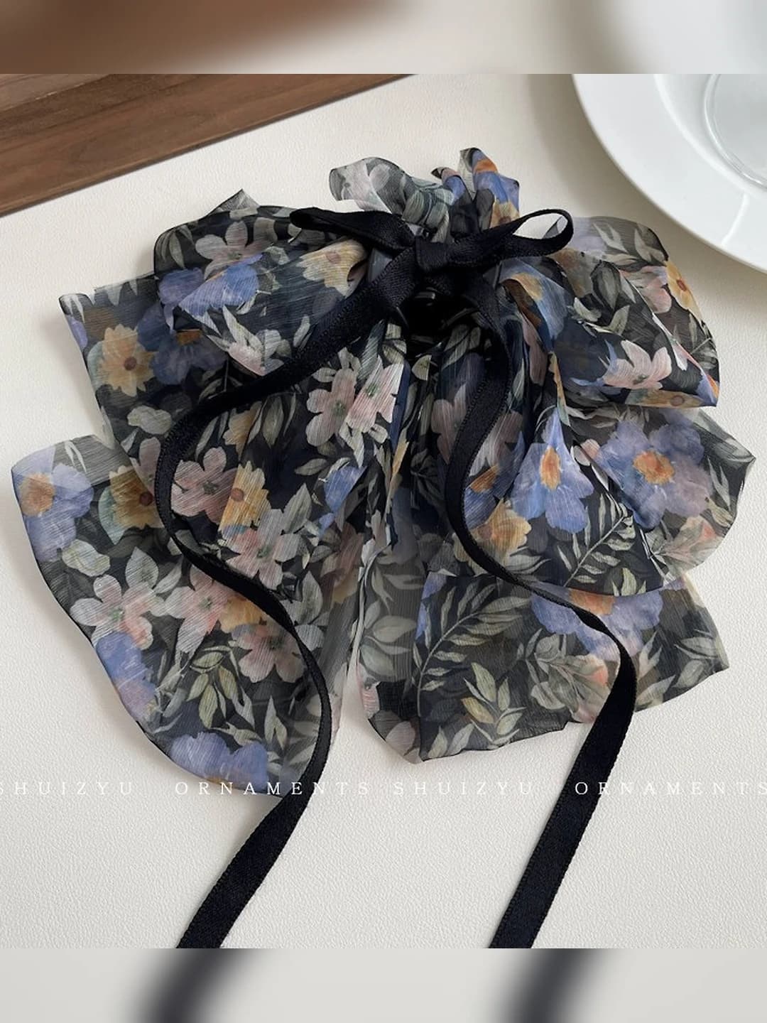1# Floral - Blue-black 15 cm