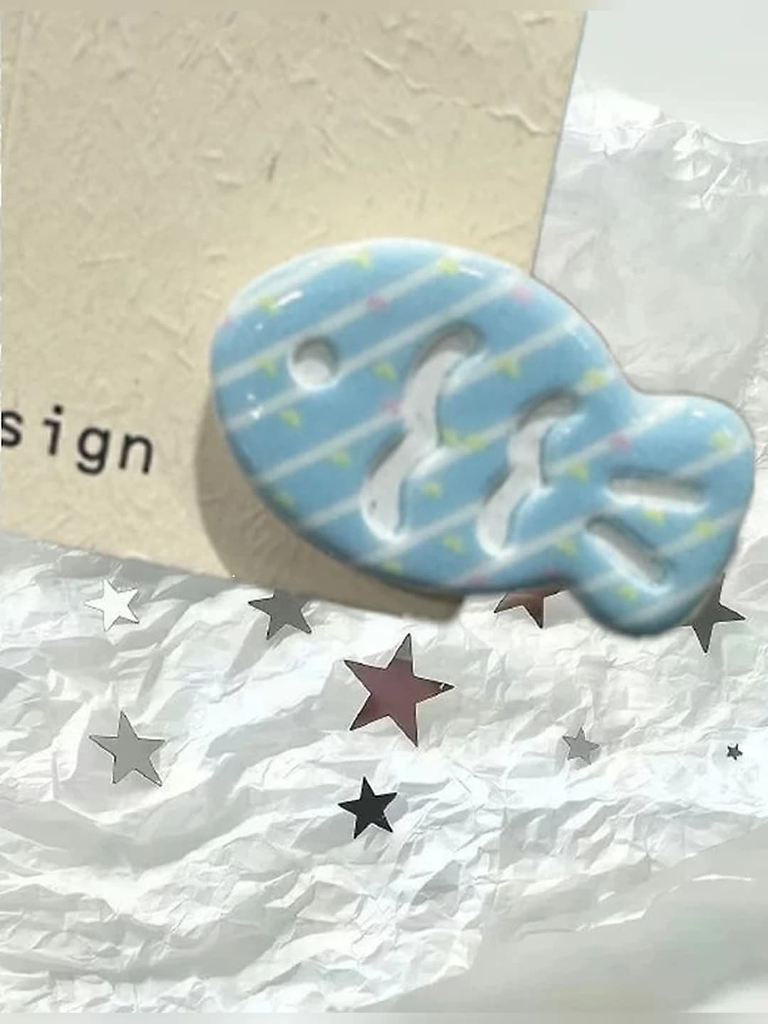 Print sea salt striped fish clip, 3.2 cm