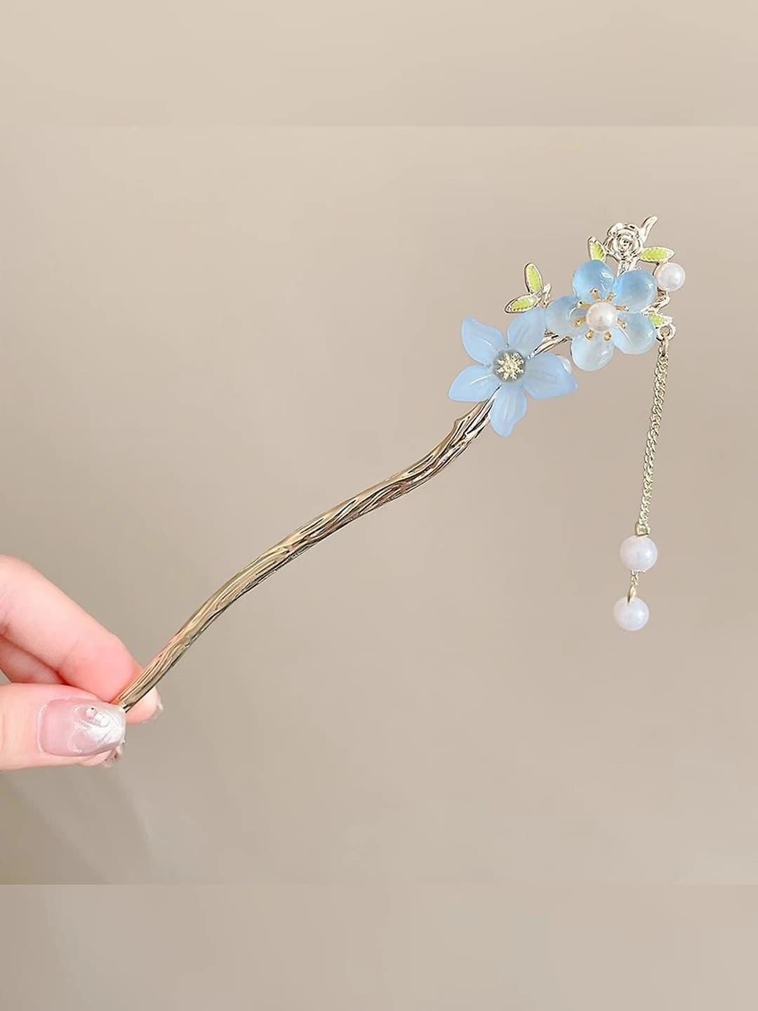 2# Blue peach blossom hairpin
