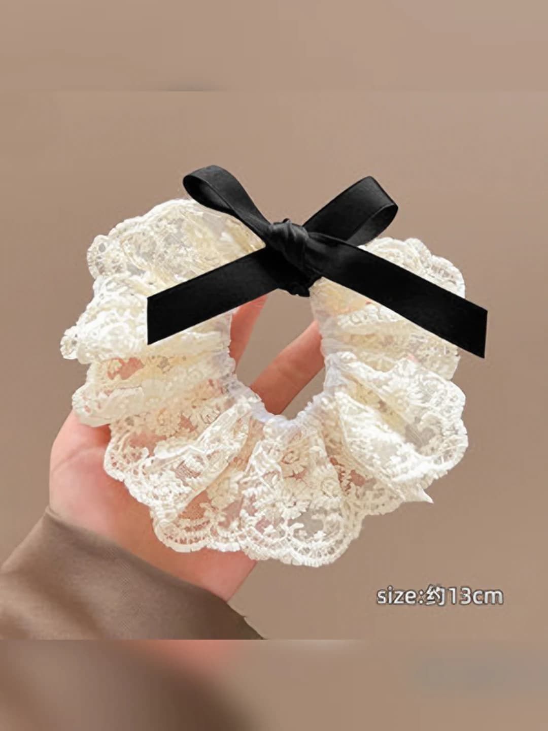 Black lace bow, 12 cm