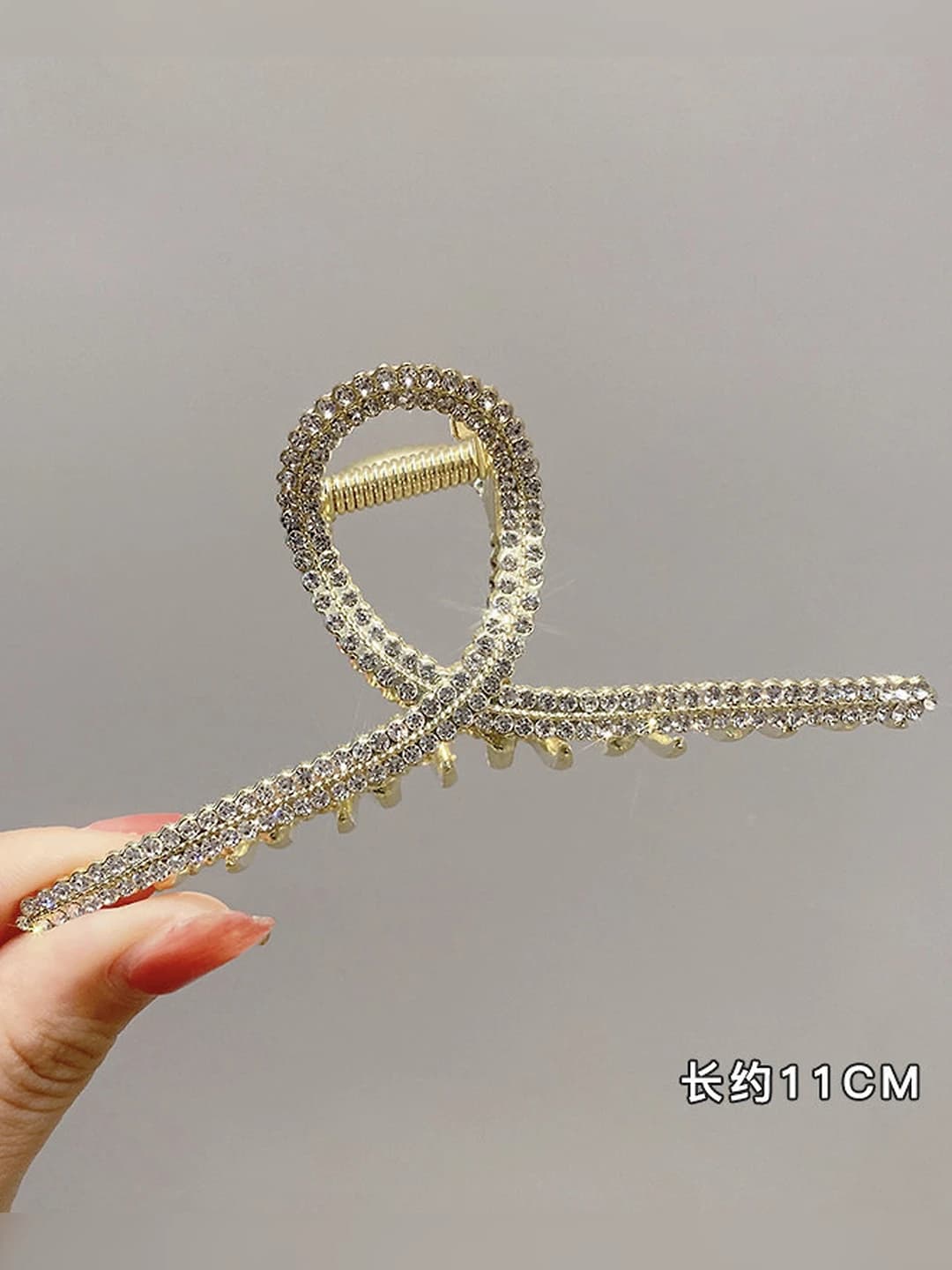 2# Katta o'lchamli ikki qatorli diamantli Y klips - 12 sm