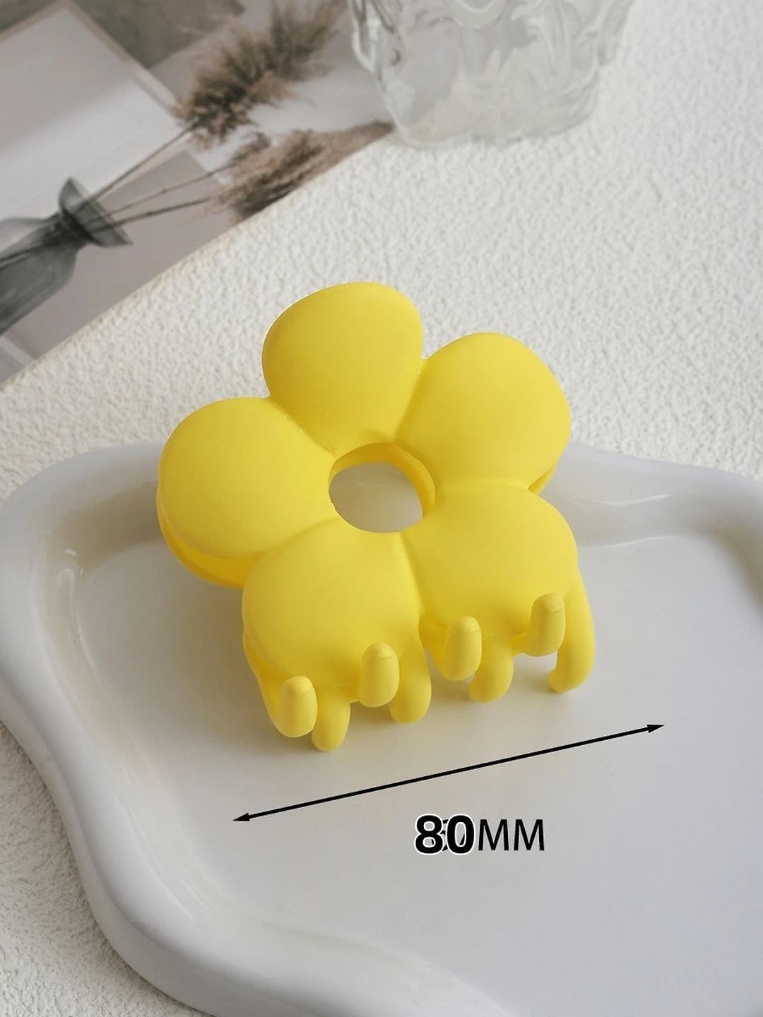 Yellow reverse floral clip [8 cm]